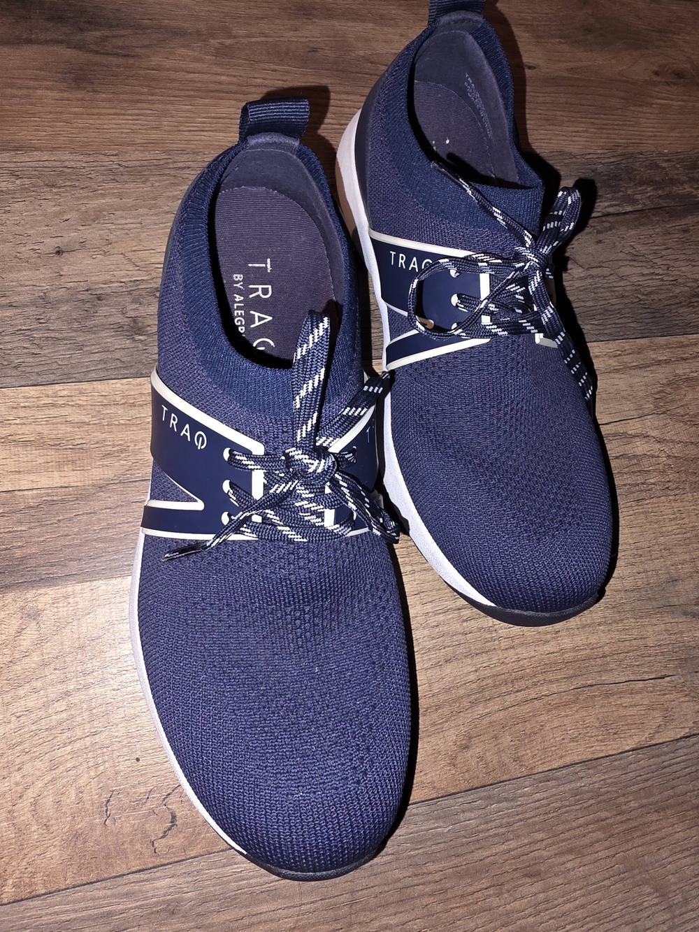 TRAQ by Alegria Men's Navy Knit Slip-On Sneakers